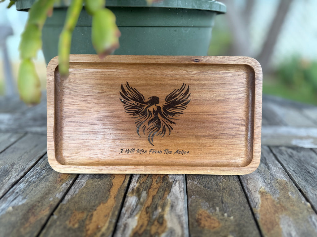 Custom Engraved Wood Tray | Personalized Quote & Photo Valet Tray | Motivational Gift