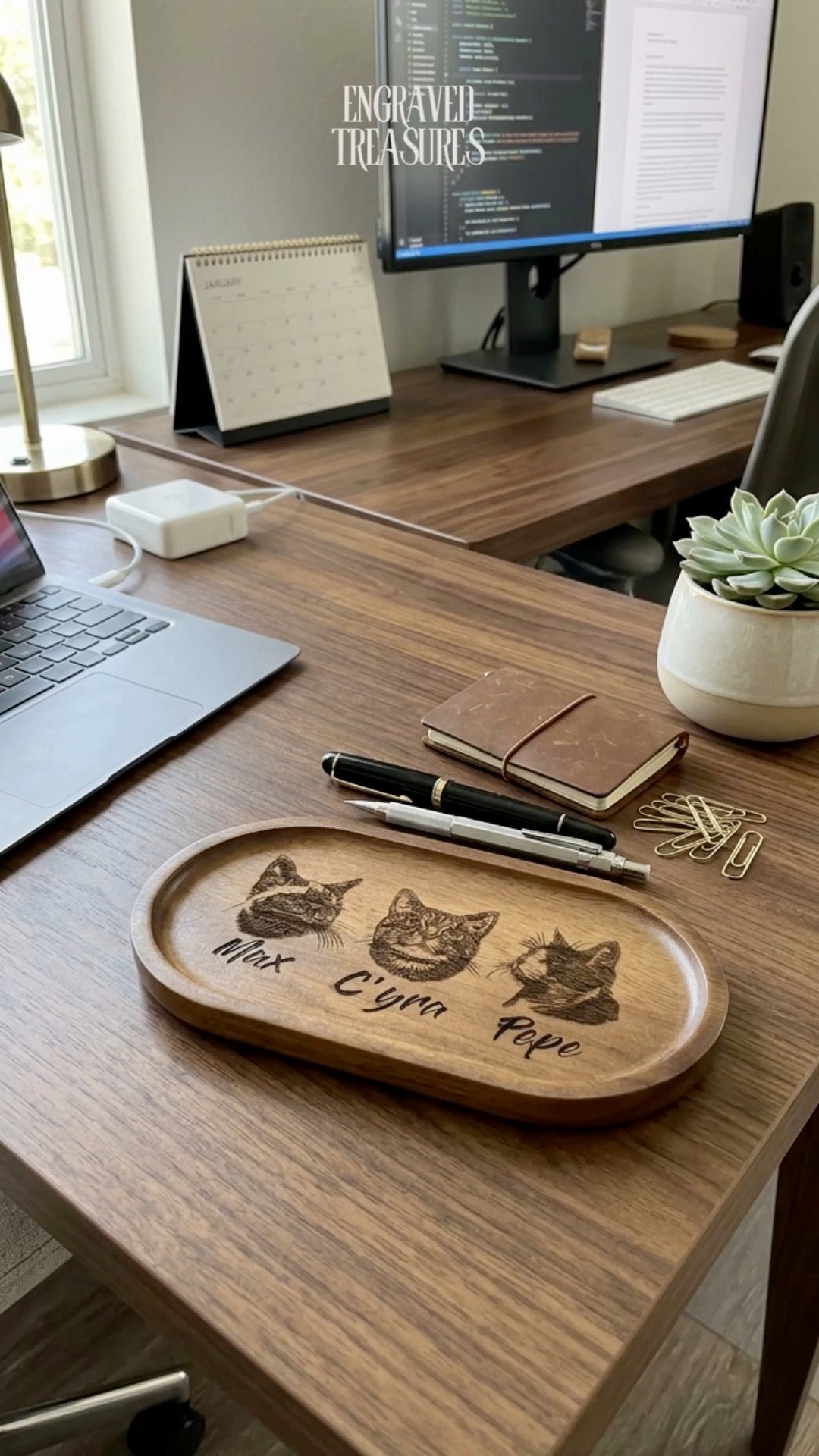 Custom Engraved Wood Tray | Personalized Quote & Photo Valet Tray | Motivational Gift