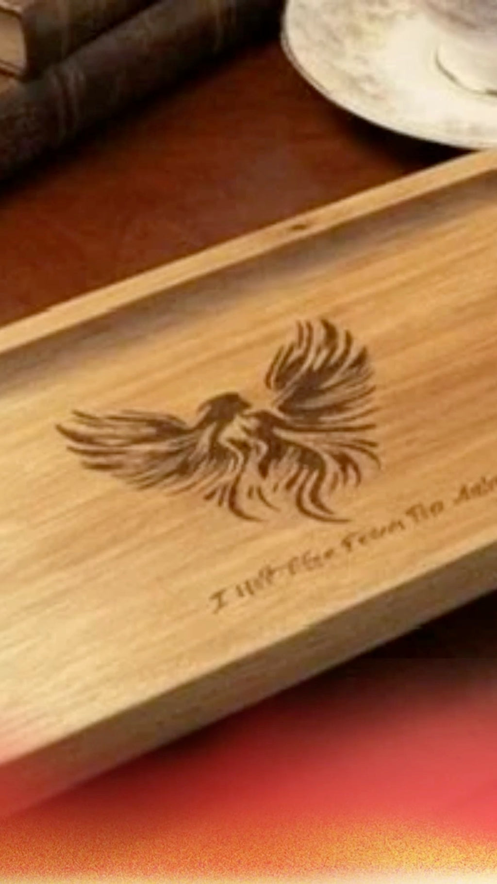 Custom Engraved Wood Tray | Personalized Quote & Photo Valet Tray | Motivational Gift