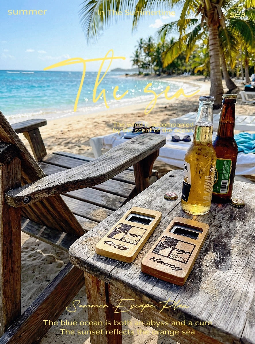 Personalized Wood Bottle Opener Gift | Custom Engraved Name Beer Opener