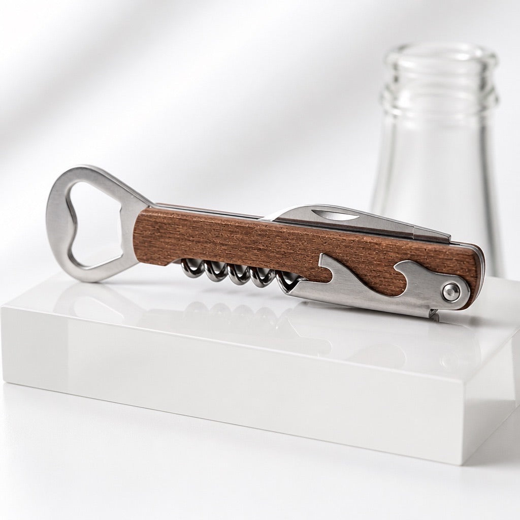 Personalized Wooden Waiter's Corkscrew & Bottle Opener