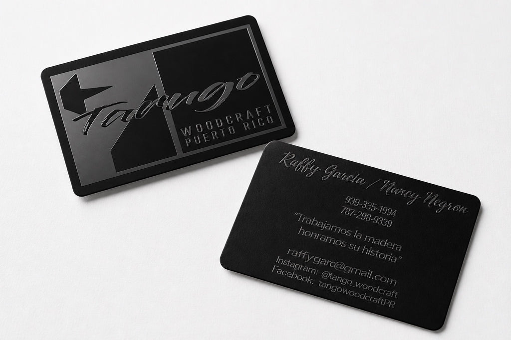 Custom Laser Engraved Metal Business Card | Personalized Logo Matte Black Design
