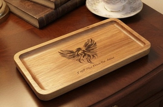 Custom Engraved Wood Tray | Personalized Quote & Photo Valet Tray | Motivational Gift