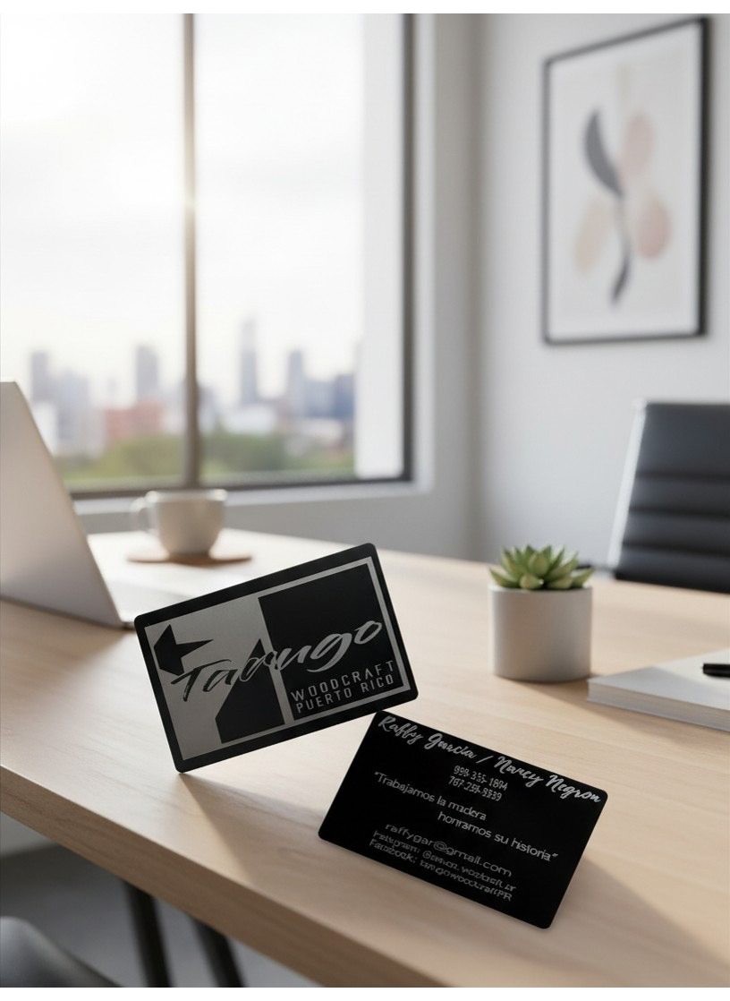 Custom Laser Engraved Metal Business Card | Personalized Logo Matte Black Design