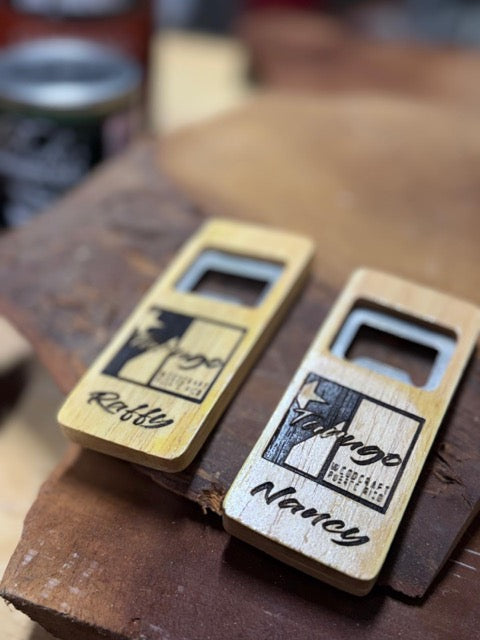 Personalized Wood Bottle Opener Gift | Custom Engraved Name Beer Opener
