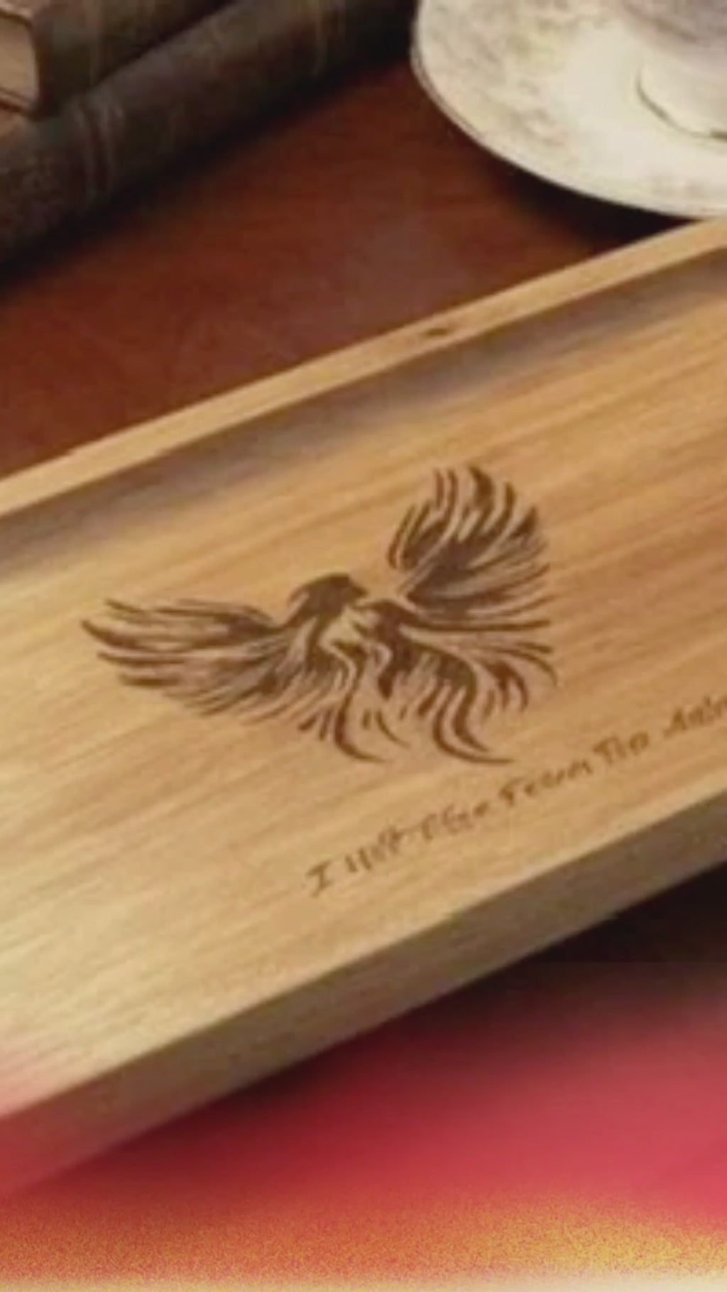 Custom Engraved Wood Tray | Personalized Quote & Photo Valet Tray | Motivational Gift