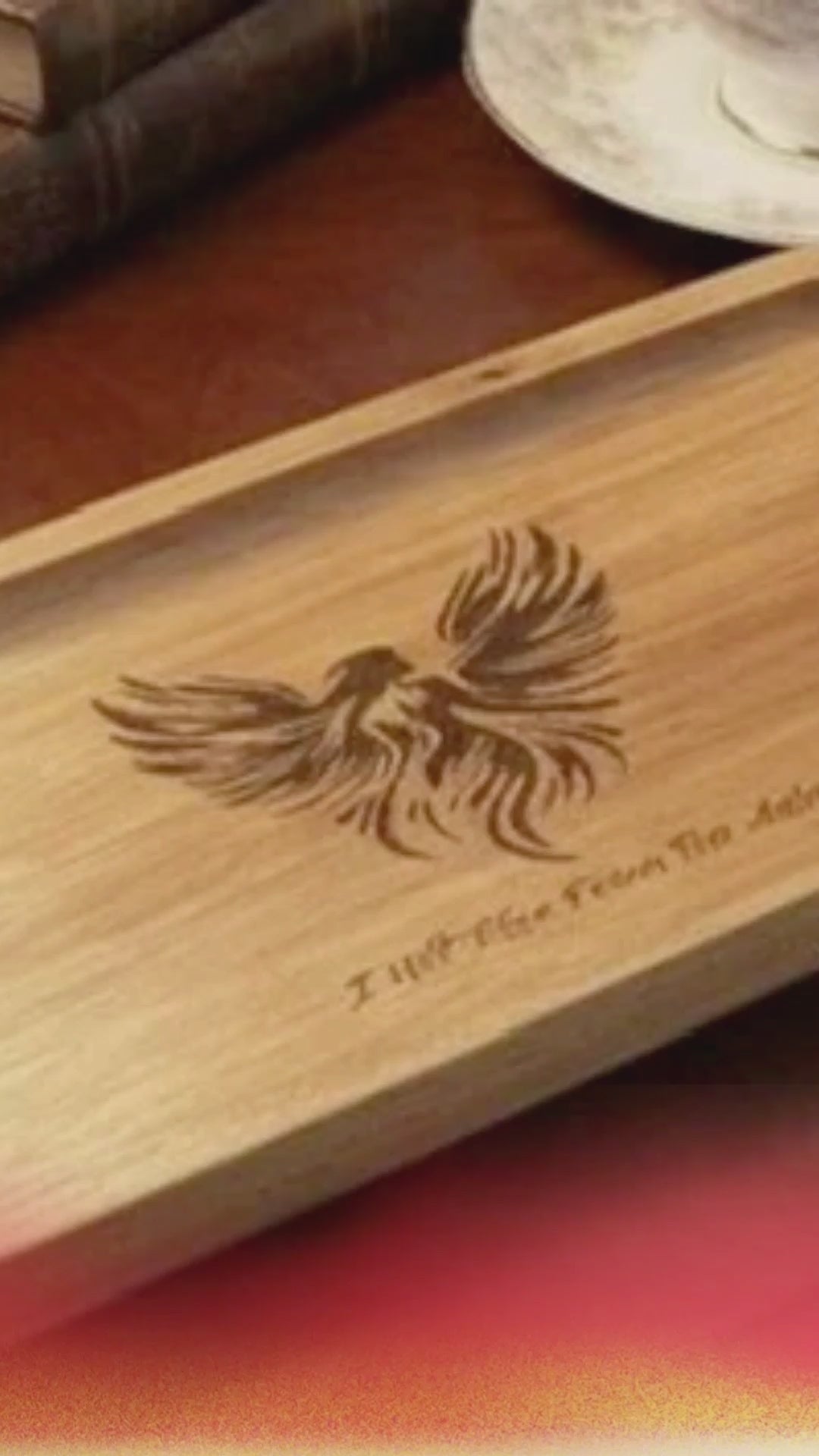 Custom Engraved Wood Tray | Personalized Quote & Photo Valet Tray | Motivational Gift