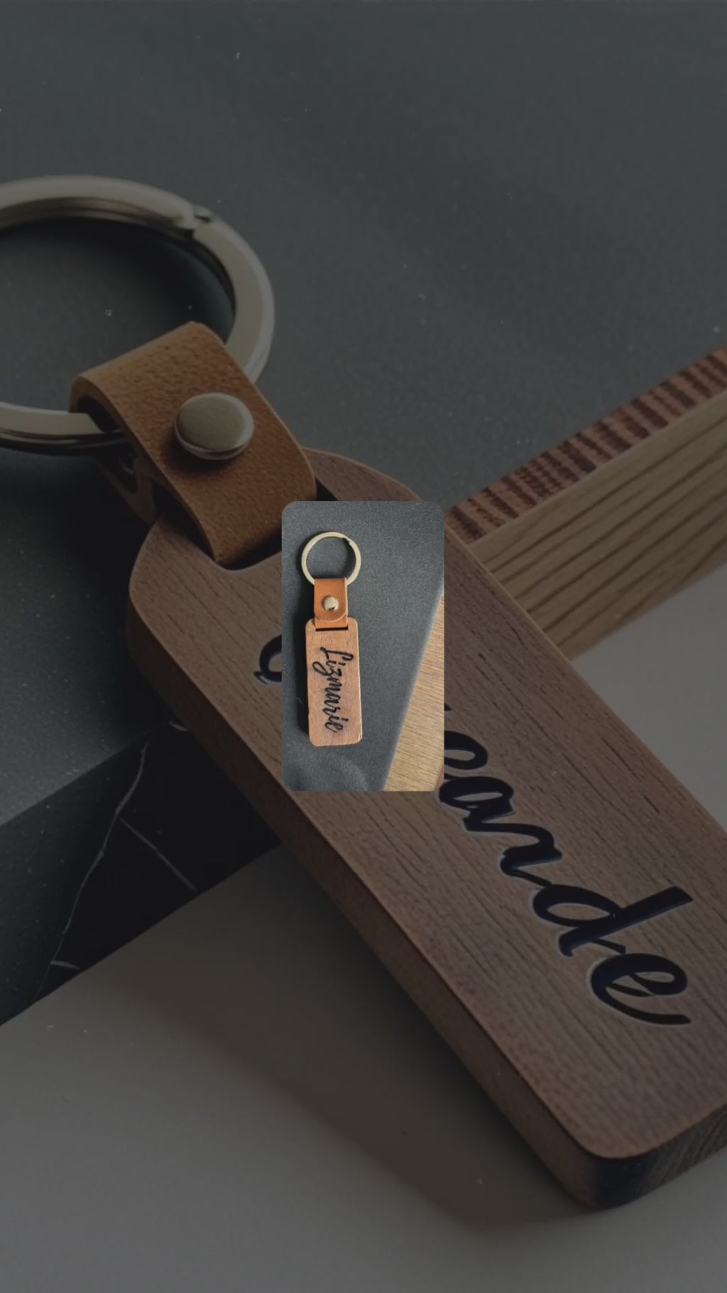 Custom Engraved Wood Keychain | Personalized Metal Wood Keyring | Logo Gift