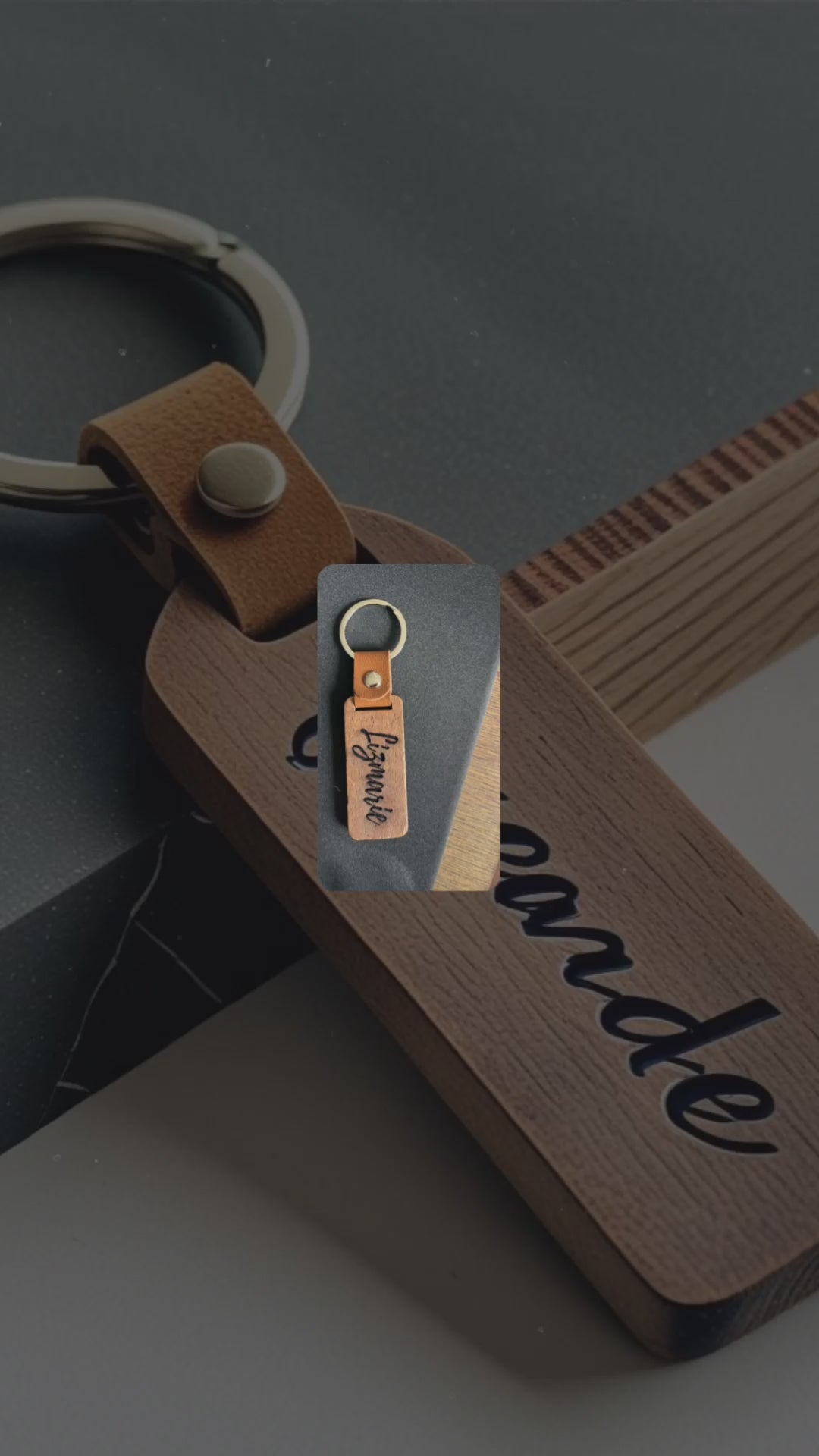 Custom Engraved Wood Keychain | Personalized Metal Wood Keyring | Logo Gift