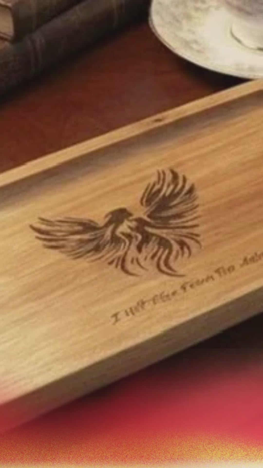 Custom Engraved Wood Tray | Personalized Quote & Photo Valet Tray | Motivational Gift