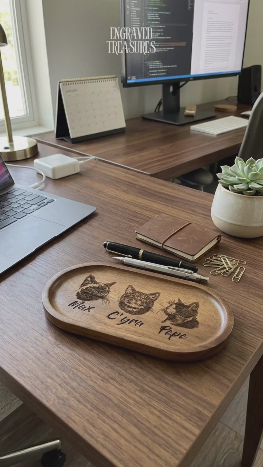 Custom Engraved Wood Tray | Personalized Quote & Photo Valet Tray | Motivational Gift